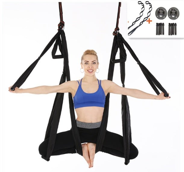Anti Gravity Yoga Hammock Nylon Fabric Aerial Yoga Suspension For Ceiling Mount And Twist Free Rotation - Muliva