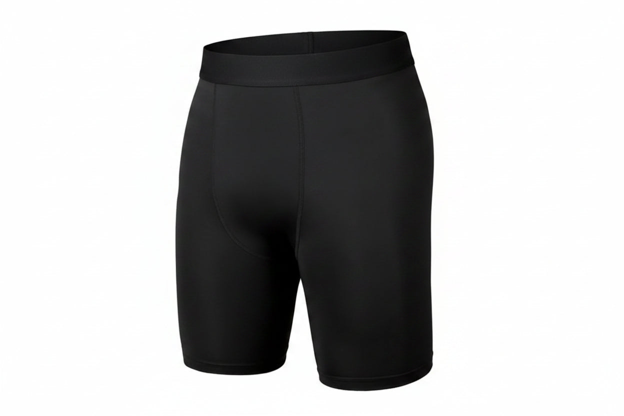 Black athletic shorts with 'Pro Combat' waistband on a white background