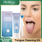 Tongue Cleaning Gel With Brush Fresh Mouth Eliminate Bad Breath Tongue Coating Removal Kit Oral Health Care 2in1 Tongue Cleaner