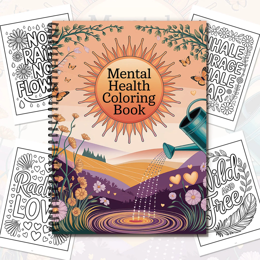 1PC 30-Page Emotional Balance Coloring Book, Beautiful Flower Patterns, Inspirational Lines,Mental Health Tool for Adults, Teens