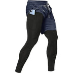 Mens 2 In 1 Sport Pants Athletic Tracksuit For Gym Running Workout Jogging Trousers