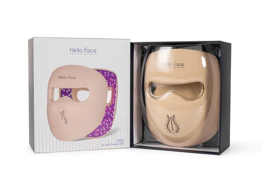 Portable Hello Face M300 4D Mask 311pcs LEDs Light Therapy Mask Red Near-Infrared Facial Neck Skin-friendly Silicone Mask