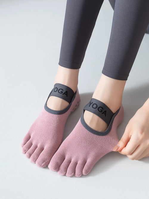 1 pair of women's five finger socks, professional anti slip yoga socks, Pilates fitness socks