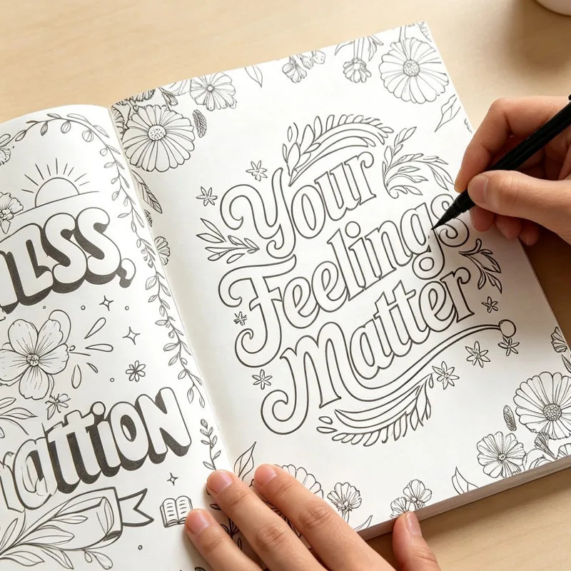 Adult Stress Relieving Mental Health Coloring Book Inspirational Art Book 32 Motivational Words Cheer Yourself Up Perfect Gift