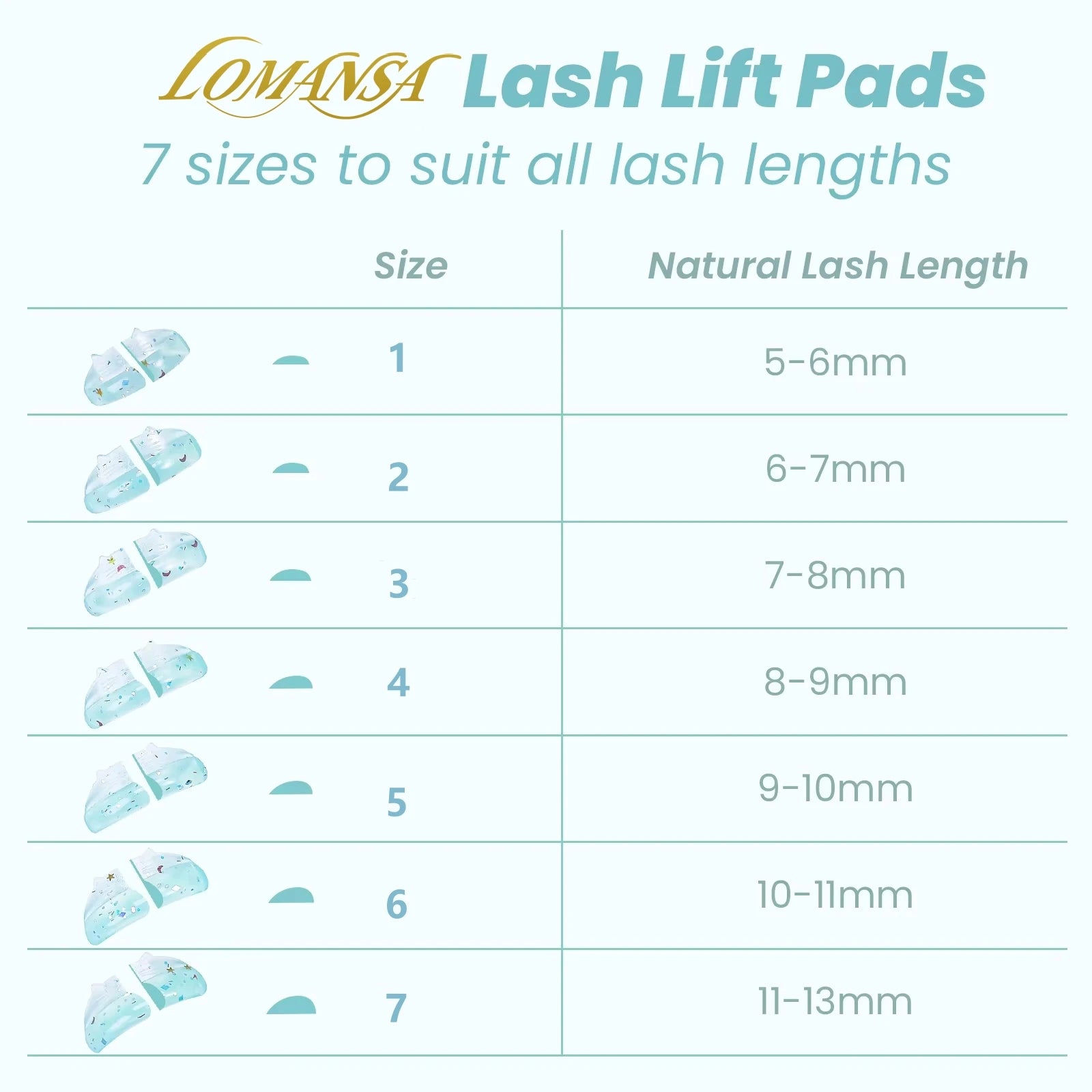 Lomansa 7 Pairs Silicone Eyelash Perm Pads Sticky Lashes Rods Shield Lifting 3D Eyelash Curler Accessories Health Beauty Tool