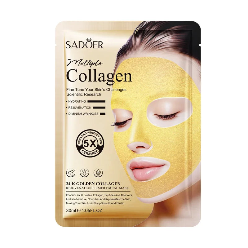 24k Golden Collagen Facial Masks Anti Wrinkle Firming Moisturizing Anti-Aging Face Mask Beauty Facial Skin Care Products