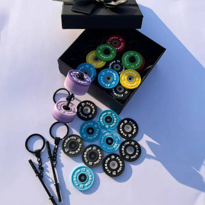 Gift Box Set Cute Fitness Dumbbell Keychain for Women - Gym Bag Charm, Mini Barbell Key Ring, Motivational Workout Gift