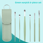 New 6Pcs/set Ear Cleaner Wax Pickers Earpick Wax Remover Curette Ear Pick Cleaner Kit Spoon Care Ear Clean Tools Stainless Steel