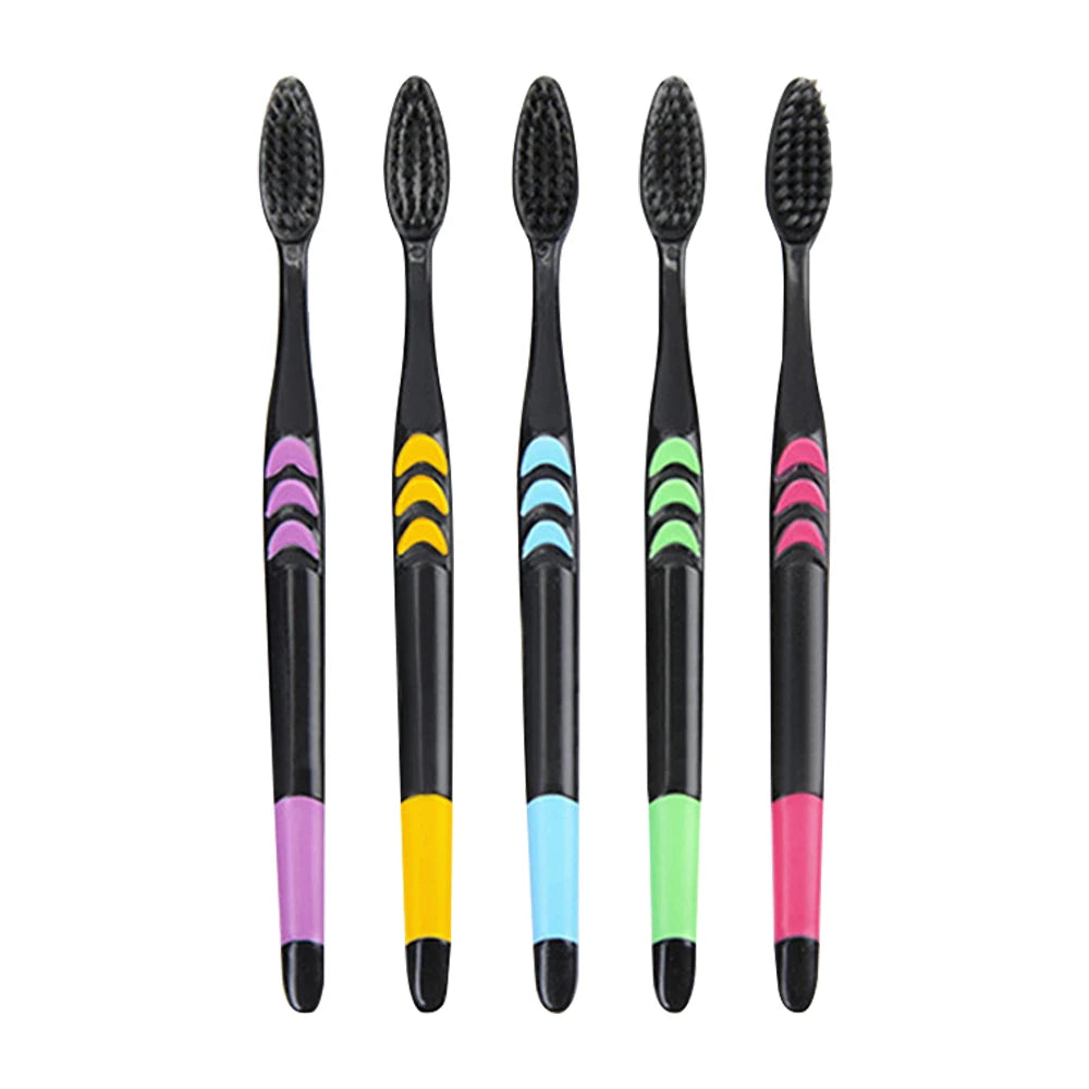 10 Pieces Packed Deep Cleaning Soft Bristle Bamboo Charcoal Black Hair Ultra-Fine Beauty Health Toothbrush  Oral Cleaning