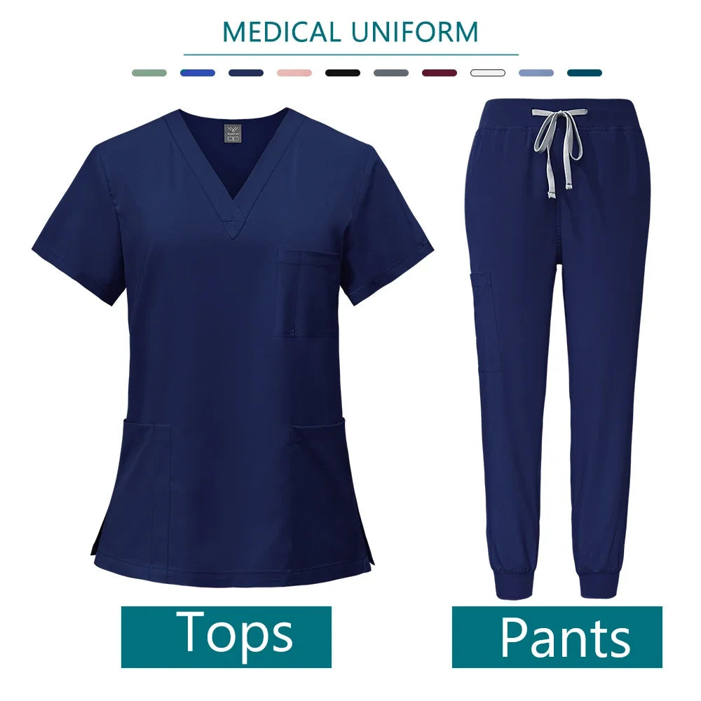 Health Services Medical Shirt Pants Sets Fashion Doctor Nurse Surgical Gown Professional Beauty Salon Scrub Medical spa Uniforms