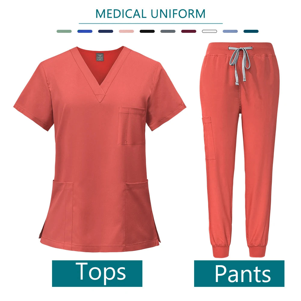 Health Services Medical Shirt Pants Sets Fashion Doctor Nurse Surgical Gown Professional Beauty Salon Scrub Medical spa Uniforms