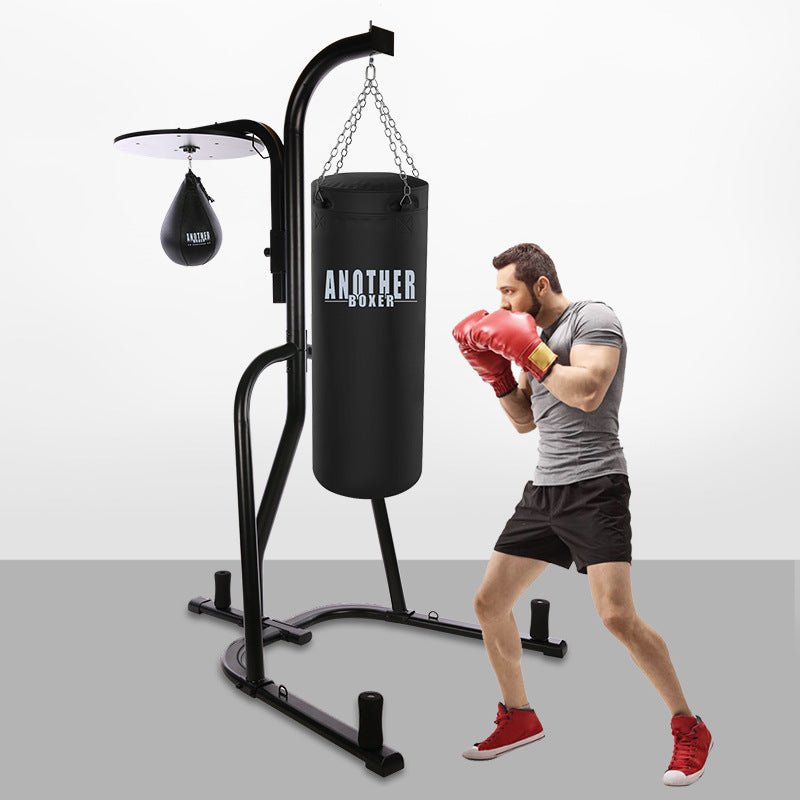 Boxing Sandbag Hanging Rack for Home Gym, Vertical Sanda Sandbag Tumbler Shelf, Black Steel - Muliva