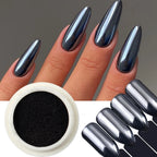 1 Box Chrome Black Nail Powder Metallic Rubbing Powder Pigment Magic Mirror Nail Glitter Charms Y2K Nail Art Decoration Manicure