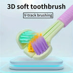 4pcs Soft Bristle 3-sided Toothbrush Gentle Clean Adult Teeth Brush for Complete Gum Care Autism Sensory Design Oral Health Tool