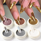 6Pcs Chrome Mirror Nail Powder Set – Gold Silver Holographic Aurora Iridescent Pigment for Rubbing Nail Art