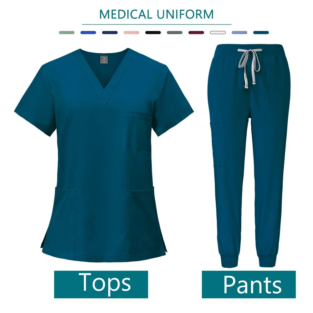 Health Services Medical Shirt Pants Sets Fashion Doctor Nurse Surgical Gown Professional Beauty Salon Scrub Medical spa Uniforms