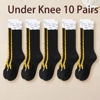Women Knee High Socks Set 1 2 5 10 Pairs Cartoon Chicken Claw Print Funny Socks Fitness Sport Casual Slim Leg Tube Socks