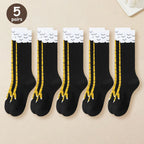 Women Knee High Socks Set 1 2 5 10 Pairs Cartoon Chicken Claw Print Funny Socks Fitness Sport Casual Slim Leg Tube Socks