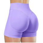 Summer High Waisted Yoga Shorts For Women Fashionable Fitness Running Pants Solid Color Elastic Tights