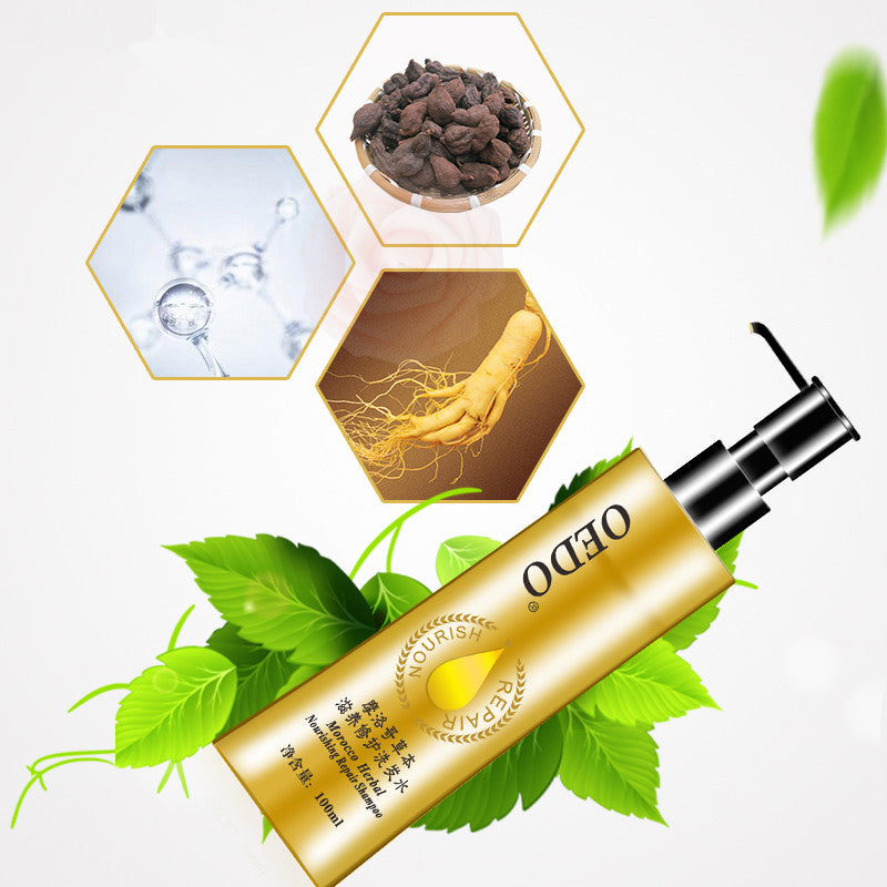 Skincare bottle with natural elements and brand logo on a light background