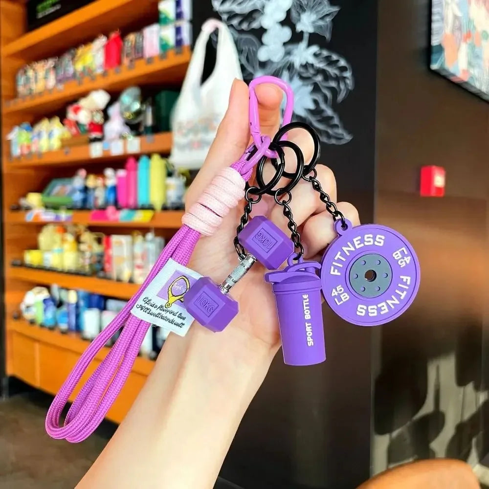 2026 Dumbbell Fitness Keychain, Weight Plate Gym Keyring, Shaker Bottle Workout Key Chain, Paracord Bag Charm Gift for Men 1Pc