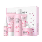 Sakura 5pcs Skin Care Kit Cleanser Toner Serum Eye Cream Essence Cream Moisturizing Beauty Gift Box For Women ﻿