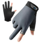 Summer Fishing Gloves For Men And Women Two Finger Cut Touchscreen Anti Slip Sun Proof Breathable Cycling Fitness