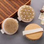 2 In 1 Dry Skin Body Brush Natural Bristle Dead Skin Remover Anti Cellulite Exfoliates Blood Circulation Health Massage Tools