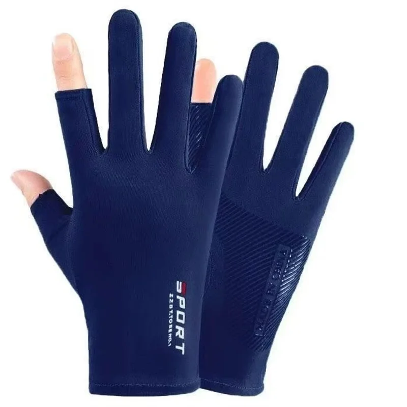 Ice Silk Halffinger Cycling Anti Slip Gloves for Men and Women Summer Outdoor Sports Fitness Driving Fishing Highelastic