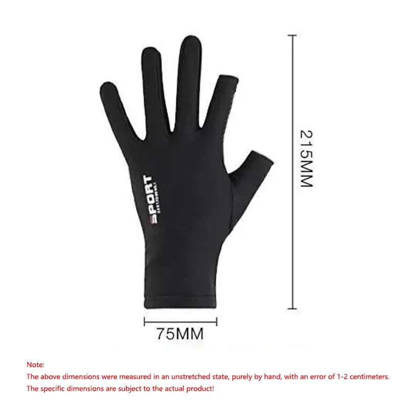 Ice Silk Halffinger Cycling Anti Slip Gloves for Men and Women Summer Outdoor Sports Fitness Driving Fishing Highelastic