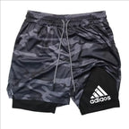 Men's Compression Shorts for Gym and Running Two-In-One Mesh Breathable Quick-Dry Training Shorts