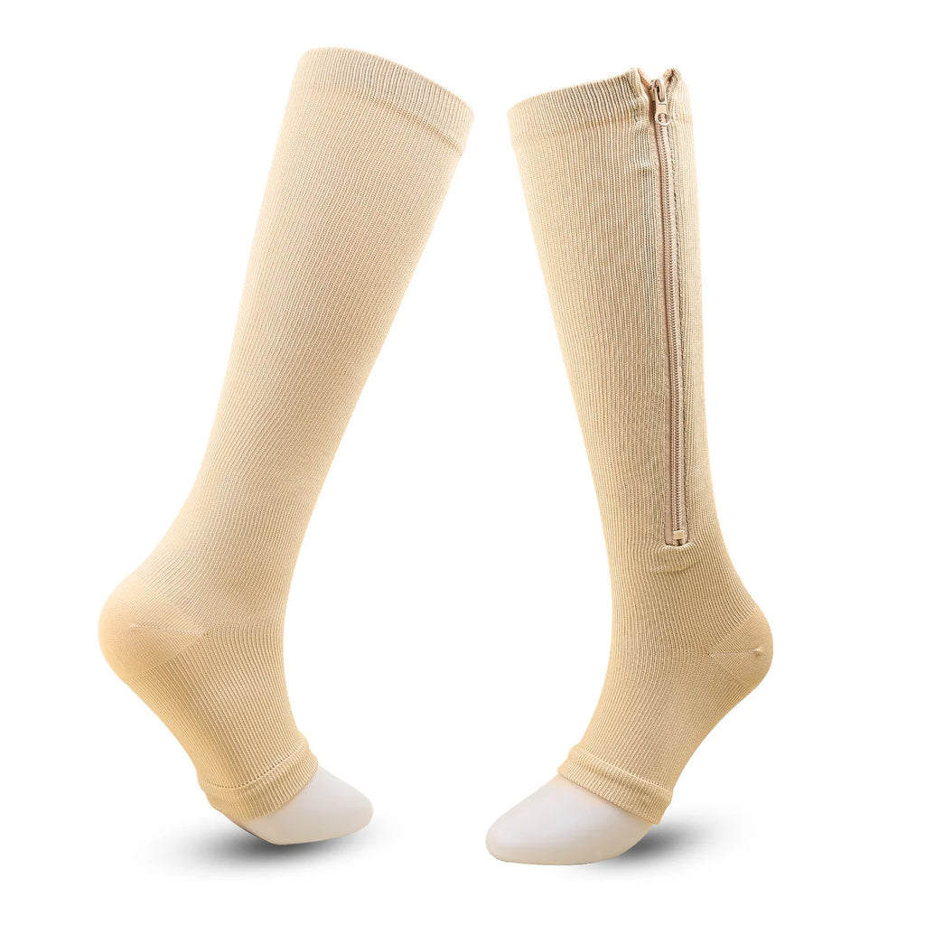 Zipper Compression Socks for Varicose Support Outdoor Running Fitness Hiking Anti-Fatigue Medical Care Diabetes Swelling Relief