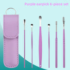 New 6Pcs/set Ear Cleaner Wax Pickers Earpick Wax Remover Curette Ear Pick Cleaner Kit Spoon Care Ear Clean Tools Stainless Steel
