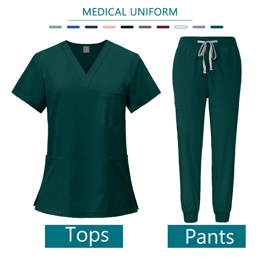 Health Services Medical Shirt Pants Sets Fashion Doctor Nurse Surgical Gown Professional Beauty Salon Scrub Medical spa Uniforms