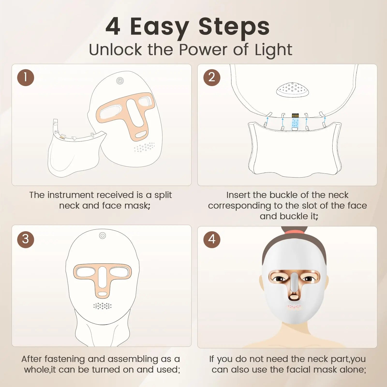 Red Light Therapy Mask for Face & Neck, LED Face Light Therapy,USB C Rechargeable,Infrared Mask for Home Working Travel Yoga