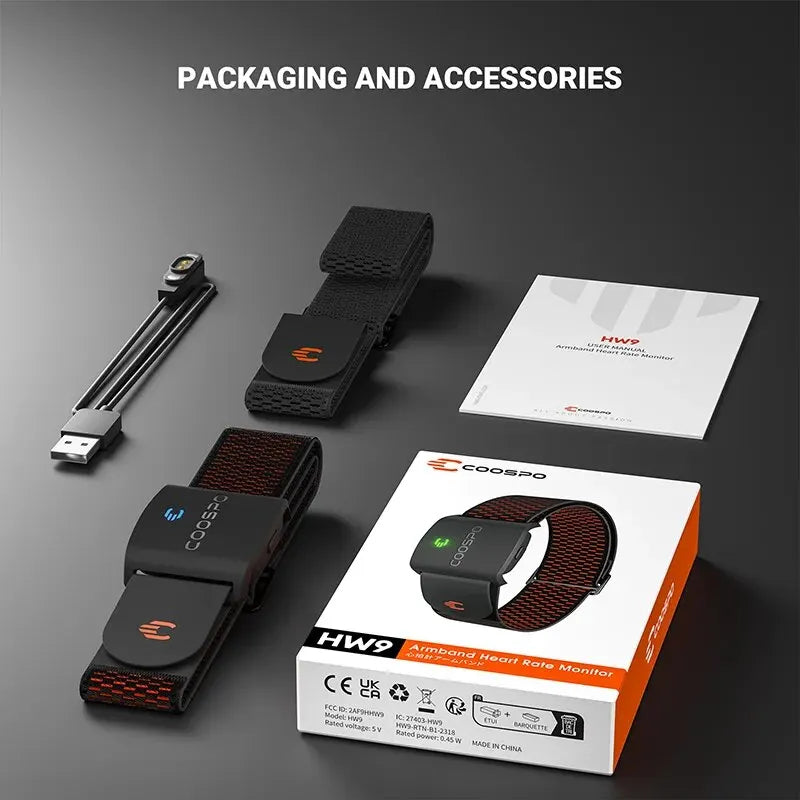Armband Heart Rate Monitor with HR Zones/Calories HRM Sensor for Fitness Cycling BLE5.0 ANT+ for Peloton,Zwift,Wahoo