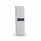 Gray resistance band with text detailing resistance level, user type, size, and weight capacity on a white background.
