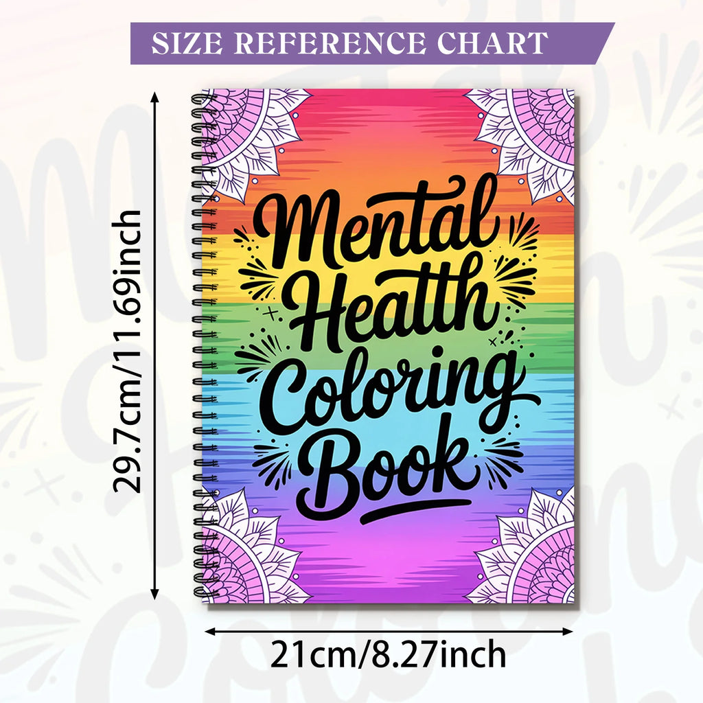 1PC 30-Page Mental Health Coloring Book, Exquisite Floral Patterns, Inspirational Quotes, Stress Relief