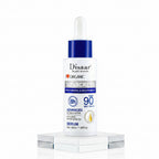 A clean blue background highlighting a premium 4-in-1 High Protection Soft Moisturizing Sunscreen essence liquid dropper.