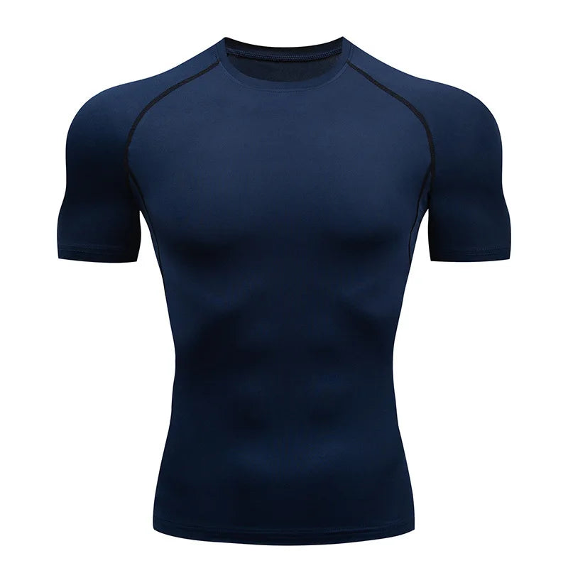 Men Compression Running T Shirt Fitness Tight Short Sleeve Tshirt Training Jogging Shirts Gym Sportswear Quick Dry