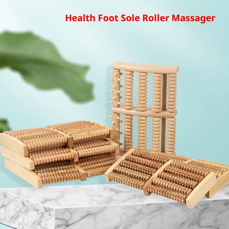 1Pcs Dual Wooden Foot Massager Roller - Reflexology Stress Relief Fitness Health Care Pain Relief Care Feet Massage Roller Tool