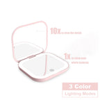 Compact Mirror with Lights, 1X/2X Magnification Portable Folding Handheld Small Pocket LED Travel Makeup Mirror for Gift, Purse