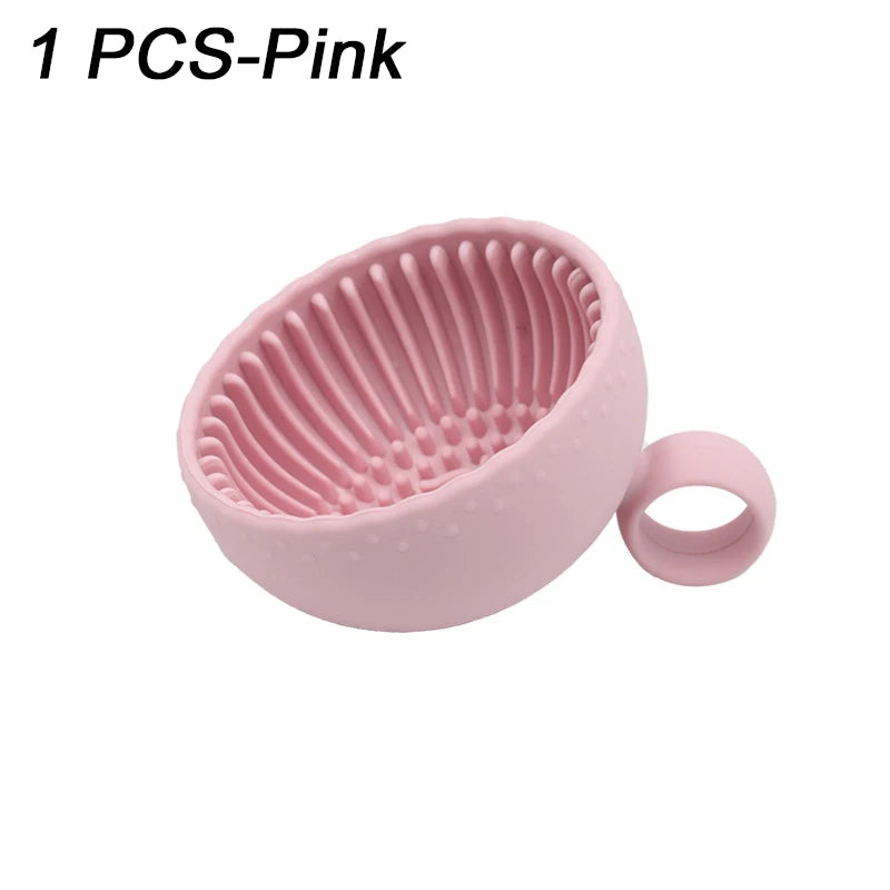 Makeup Brush Cleaner Soft Silicone Makeup Brush Bowl Folding Powder Puff Eyeshadow Brush Cleaning Pad Beauty Tools