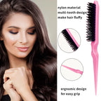 5pcs/set Beauty-health Set Nylon Teasing Brush Rat Tail Comb Double Side Edge Brush Alligator Hair Clips Salon Styling Tools