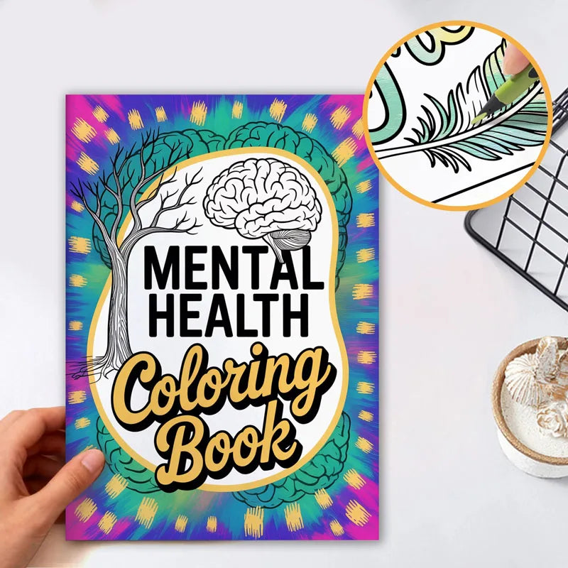 28‑Page Mental Health Coloring Book for Adults, Inspirational Mindfulness Line Art Tracing & Coloring Pages