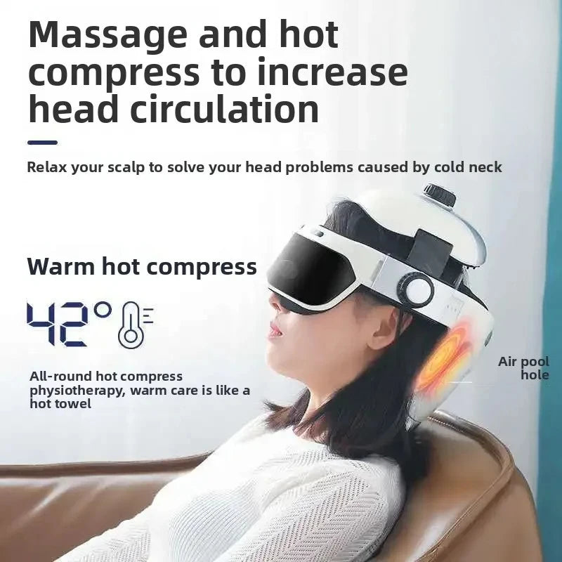 Head and Eye Massager Device Scalp Neck Massager Helmet Head Therapy Massage Instrument Health Beauty Equipment NEW Integrated