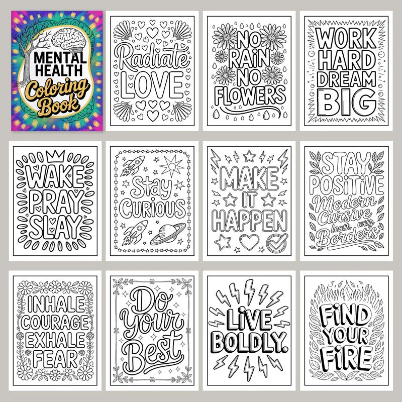 Mental Health: Calming Coloring Book for Anxiety Relief & Mindfulness – Self-Care Art Therapy