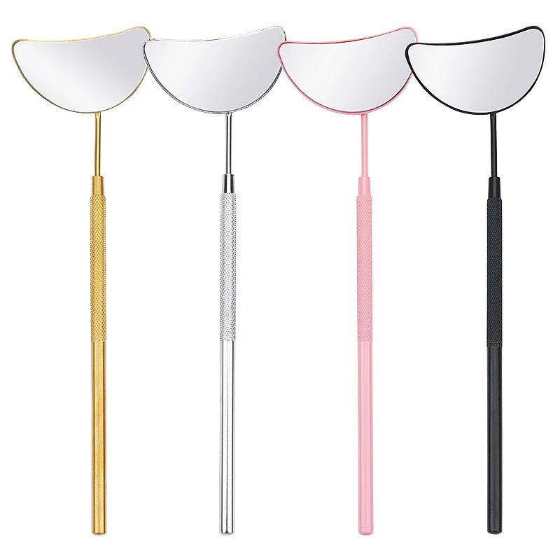 1pcs Eyelash Extension Inspect Mirror Moon Shaped Detachable Stainless Steel Lash Lifting Magnify Makeup Mirror Beauty Tools