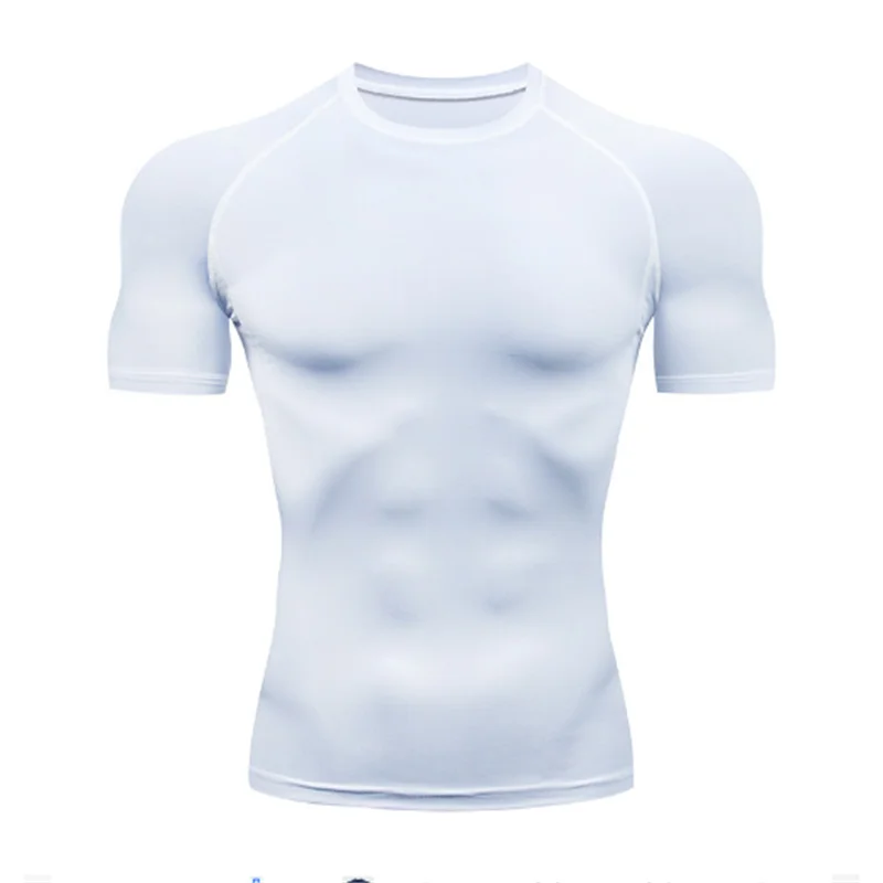 Men Compression Running T Shirt Fitness Tight Short Sleeve Tshirt Training Jogging Shirts Gym Sportswear Quick Dry