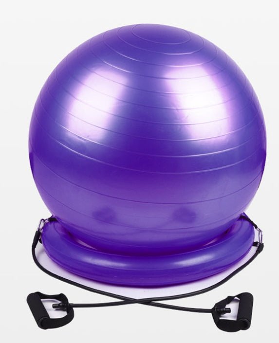 Explosion Proof Yoga Ball With Fixed Base And Handles PVC Exercise Ball For Core Strength And Balance - Muliva